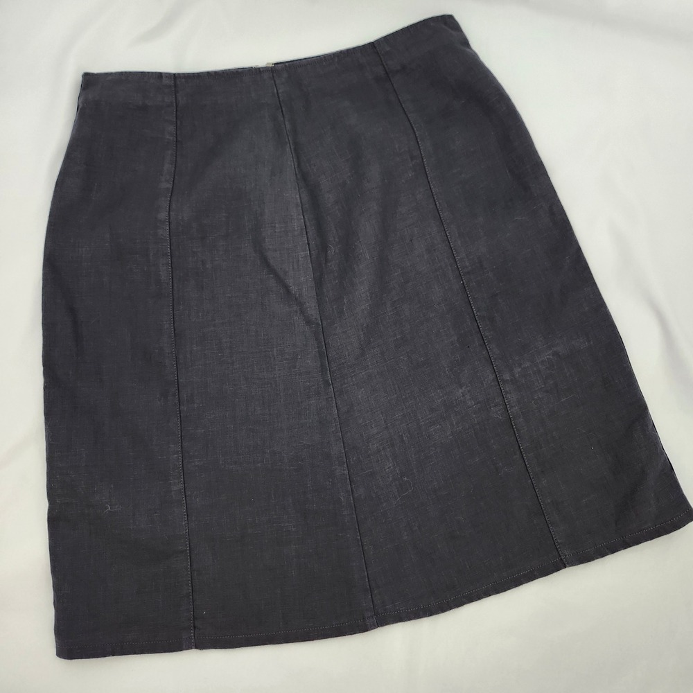Black Y2K Linen A-Line Mini Skirt Womens Size 6 Retro Casual‎ Resort Summer